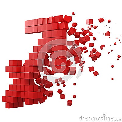 Sagittarius zodiac sign shaped data block. version with red cubes. 3d pixel style vector illustration Vector Illustration