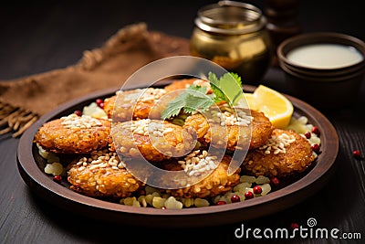 Sago delight Sabudana wada or vada, a classic Indian snack Stock Photo