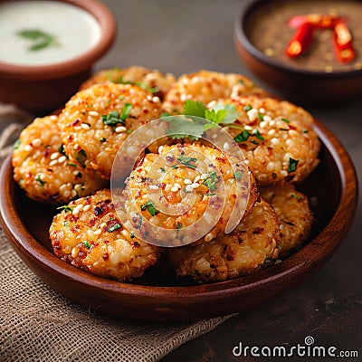 Sago delight Sabudana wada or vada, a classic Indian snack Stock Photo