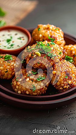 Sago delight Sabudana wada or vada, a classic Indian snack Stock Photo