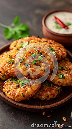 Sago delight Sabudana wada or vada, a classic Indian snack Stock Photo