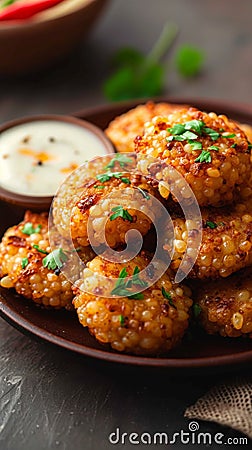 Sago delight Sabudana wada or vada, a classic Indian snack Stock Photo