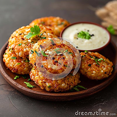 Sago delight Sabudana wada or vada, a classic Indian snack Stock Photo