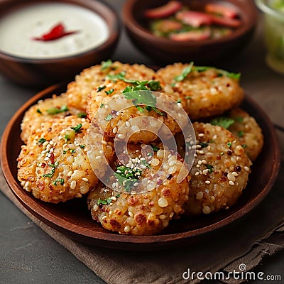 Sago delight Sabudana wada or vada, a classic Indian snack Stock Photo