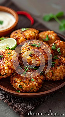 Sago delight Sabudana wada or vada, a classic Indian snack Stock Photo