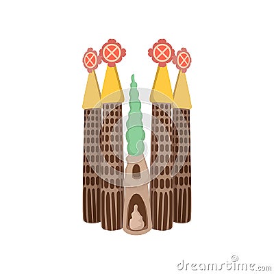 Sagrada Familia, Barcelona icon, cartoon style Editorial Stock Photo