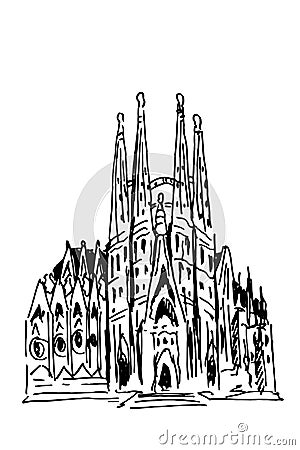 Sagrada Familia Barcelona. Spain. Vector Illustration