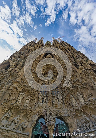 Sagrada Familia in Barcelona , Spain Editorial Stock Photo