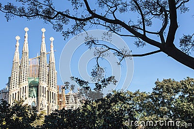 Sagrada Familia church in Barcelona - Catalonia - Spain Editorial Stock Photo