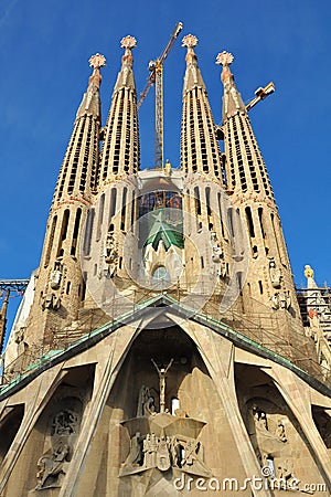 Sagrada Familia renovation, Barcelona, Spain Editorial Stock Photo