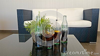 Two bottles of Coca cola classic glass Editorial Stock Photo