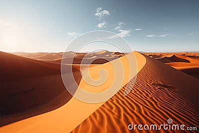 Sahara adventure, dry yellow sand, African sun, Morocco orange sky Stock Photo