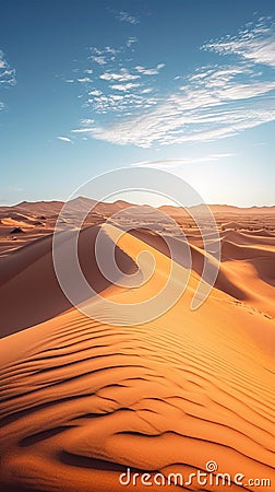 Sahara adventure, dry yellow sand, African sun, Morocco orange sky Stock Photo