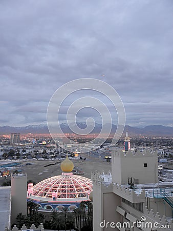 Sahara Hotel and The eastern part of Las Vegas Strip Editorial Stock Photo