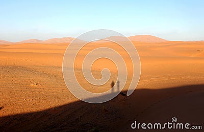 Shadows on the sand in the desert Sahara Stock Photo