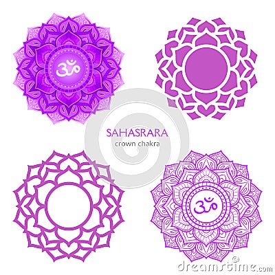 Sahasrara, crown chakra symbol. Colorful mandala. Vector illustration Vector Illustration