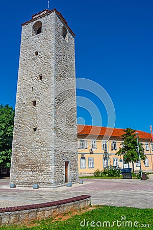 Sahat kula tower in capital of Montenegro Podgorica Stock Photo