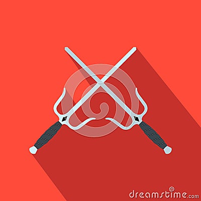 Sai weapon flat icon Vector Illustration