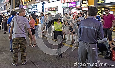 Sai Yeung Choi Street South on a Saturday evening Editorial Stock Photo