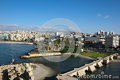 Saida / Sidon from the Crusaders Castle, Lebanon Stock Photo