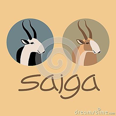 Saiga antelope vector illustration style Flat Vector Illustration