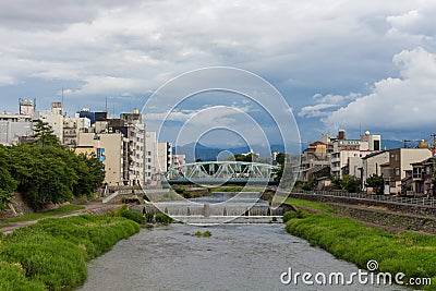 The Saigawa River, Kanazawa, Japan Stock Photo