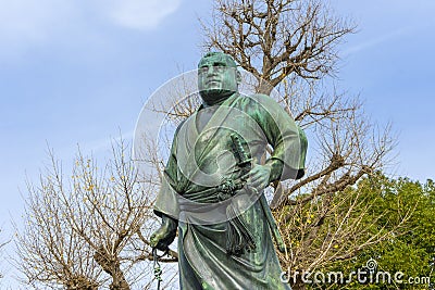 Saigo Takamori, the Last Samurai bronze statue monument in Ueno public park, Tokyo,Japan. Stock Photo