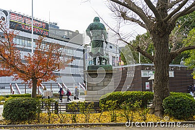 Saigo Takamori, the Last Samurai bronze statue monument in Ueno public park, Tokyo,Japan. Editorial Stock Photo