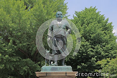 Saigo Takamori stature Ueno Tokyo Stock Photo