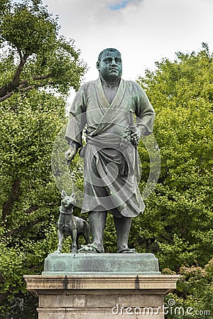 Saigo Takamori statue of the Last Samurai Ueno Tokyo Editorial Stock Photo