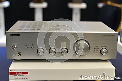 Midrange hifi system with the amplifier Editorial Stock Photo