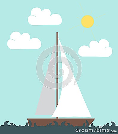 Sail Boat Vector Illustration