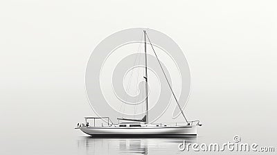 Romantic Sailboat Illustration On Clear Water Stock Photo