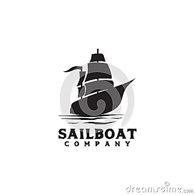 Sail boat icon logo design vector template Vector Illustration