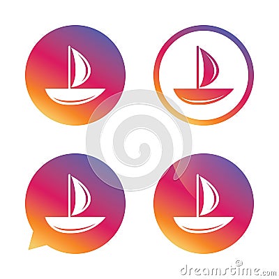 Sail boat icon. Ship sign. Vector Illustration