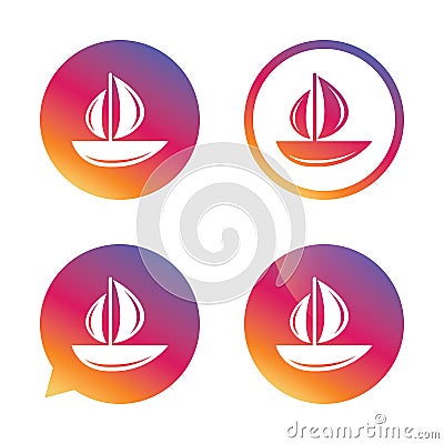 Sail boat icon. Ship sign. Vector Illustration