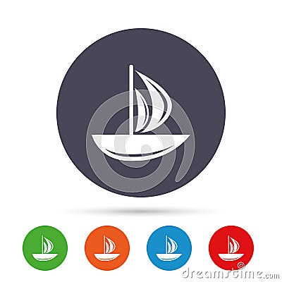 Sail boat icon. Ship sign. Vector Illustration