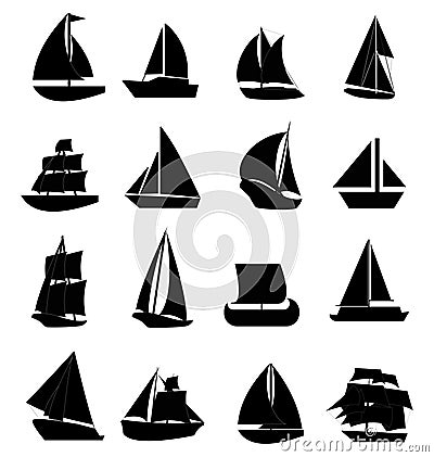 Sail boat icons set Vector Illustration