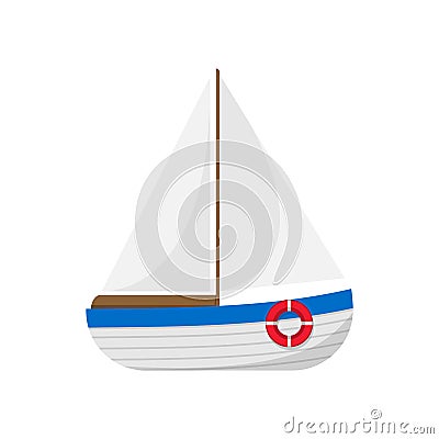 Sail boat isolated on white background. Vector illustration. Vector Illustration