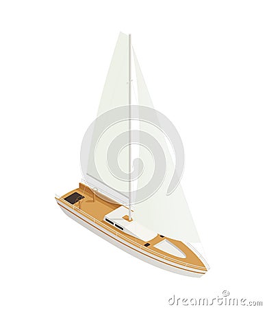 Sail Boat Isometric Composition Vector Illustration