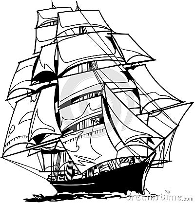 sail boat in ocean vector clipart stock vector - image