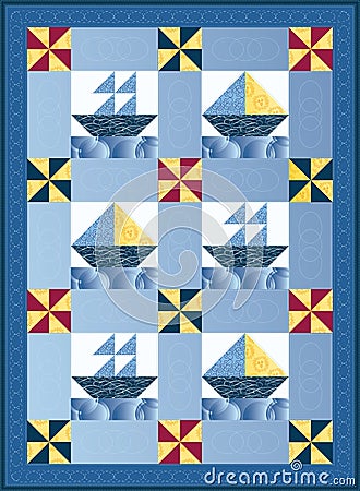 Sail Boat Quilt Stock Photo