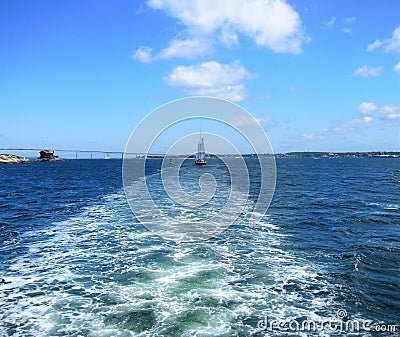 Sail Boat Sailing in Newport Rhode Island Stock Photo
