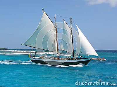 Sail boat on the sea Stock Photo