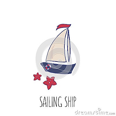 Sail boat vector illustration. Vector Illustration