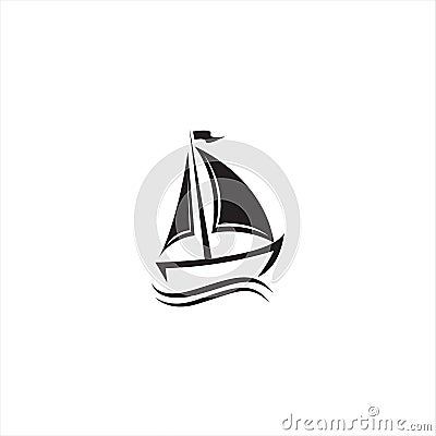 Sail Boat Waves Logo, vector logo concept, travel logo template Vector Illustration