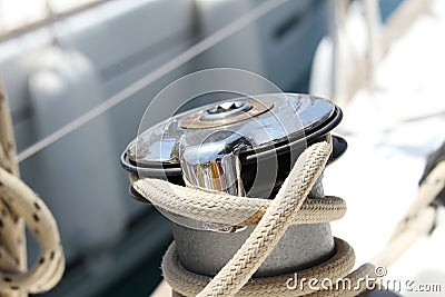 Sail Boat Winch Stock Photo