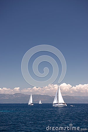 Sail boats sailing in the Mediterranean sea Stock Photo