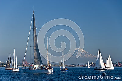 Sail boats in Seattle Editorial Stock Photo