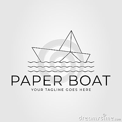 sail paper boat or sailboat logo vector illustration design. sailing origami ship. Vector Illustration